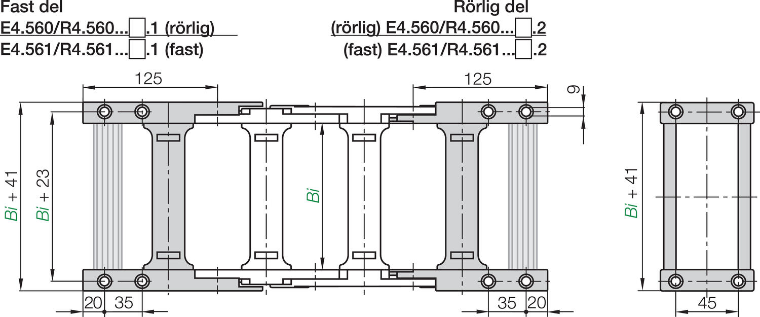 KMA päätykiinnikesarja E4/1 tekninen kuva