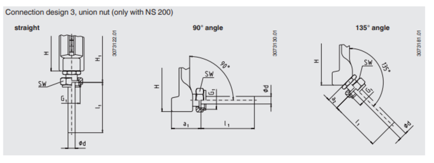 Konelämpötilamittari, V-malli tekninen kuva