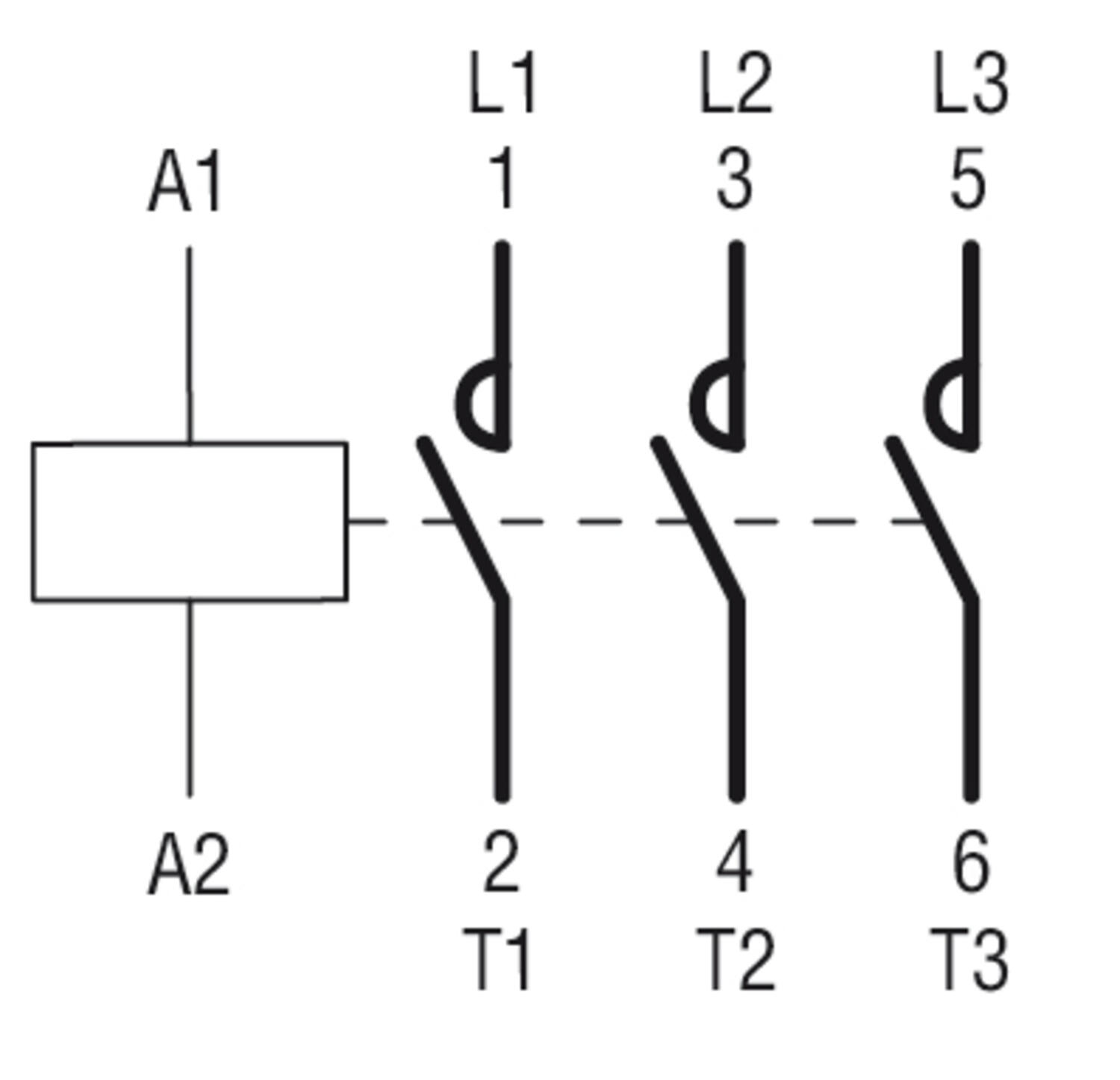 Kontaktori 90 kW 3-napainen tekninen kuva