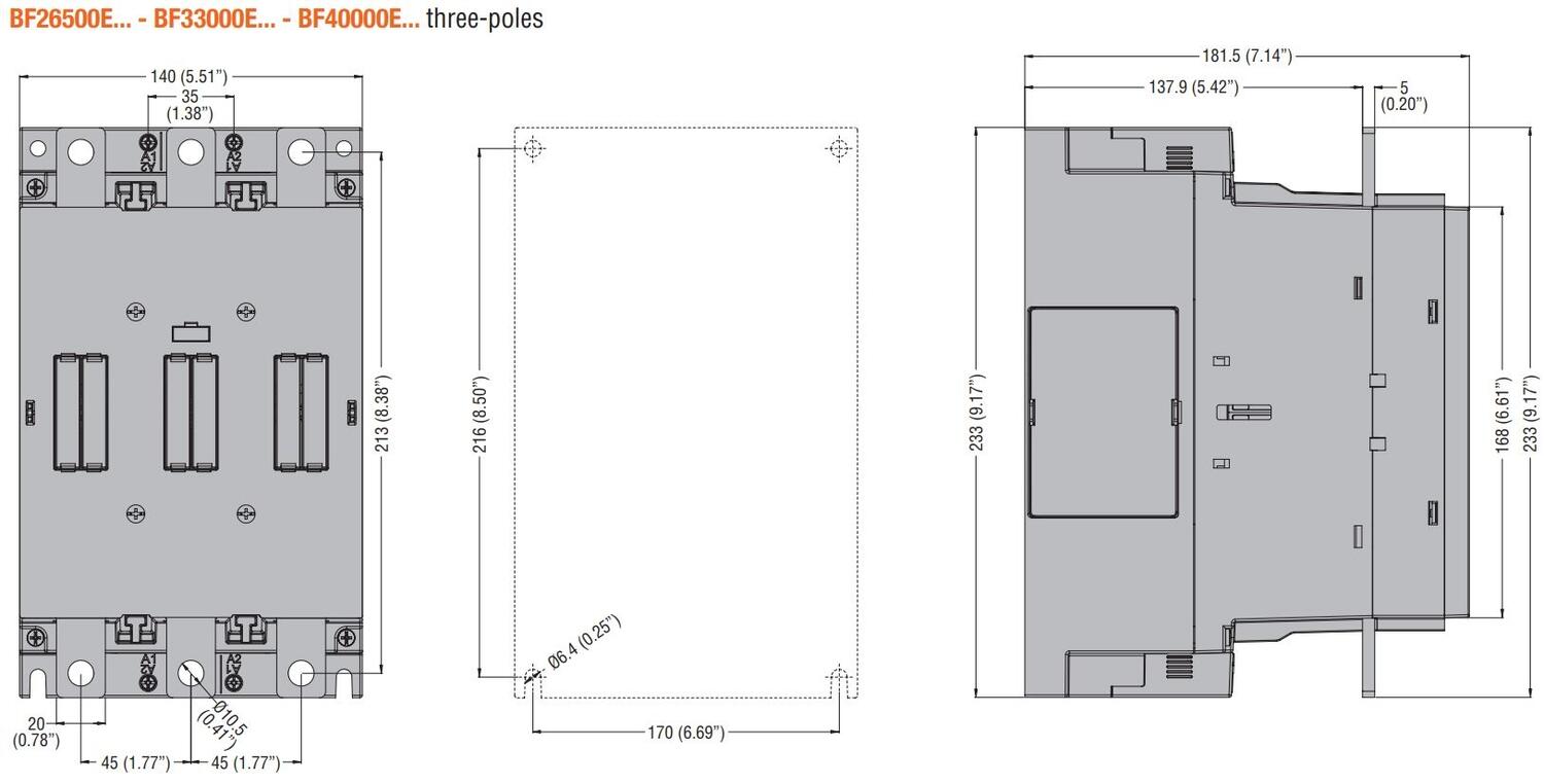 Kontaktorit 160 kW tekninen kuva
