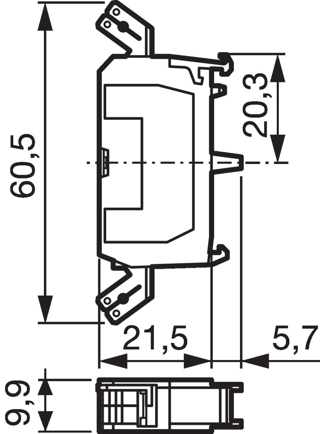 Kosketinyksikkö 1, mittakuva