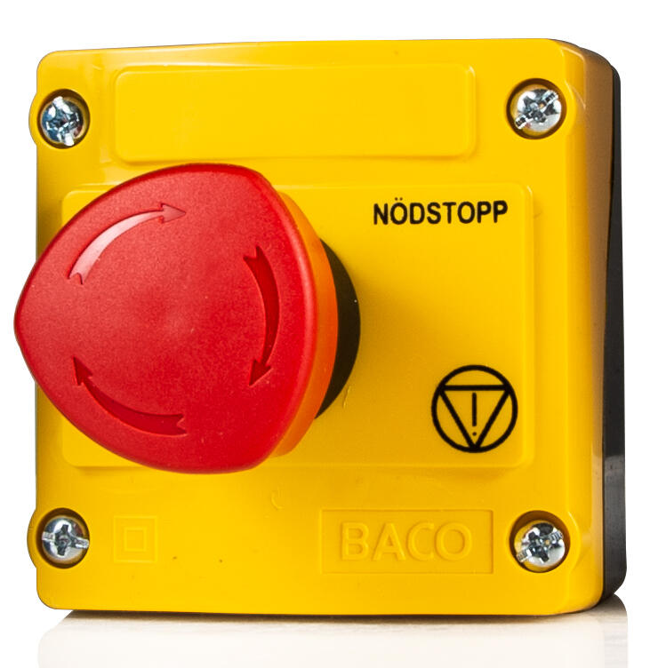 Koteloitu hätäseispainike kiertopalautuksella