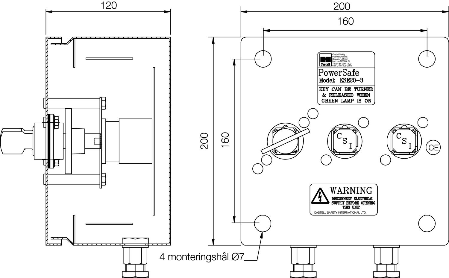 KSE20-kytkin tekninen kuva