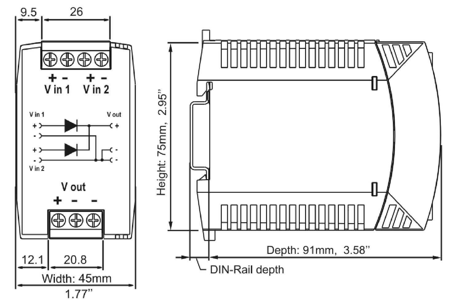 Kytkentäkotelo HD-E kameralle 24 V/DC, mittakuva