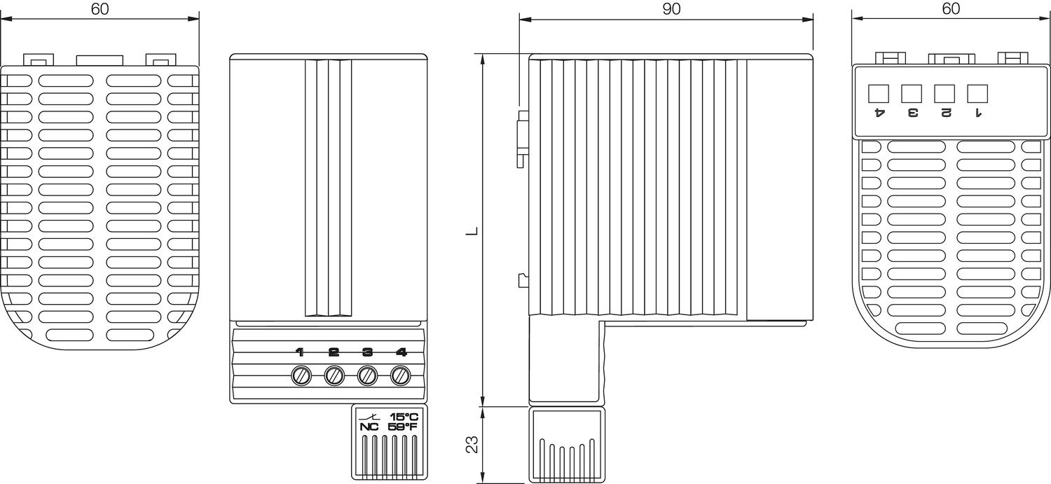 Lämmitin CSF 060 mitat