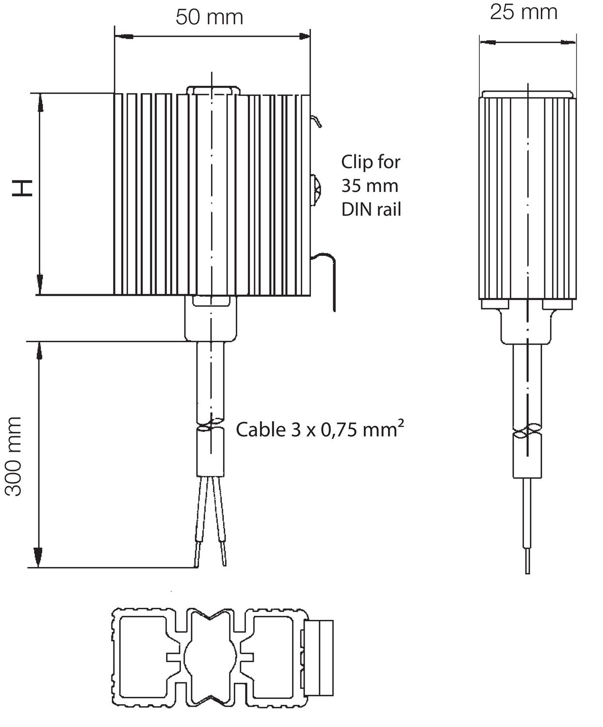 Lämpöelementti HGK 047 mittapiirros