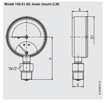 Lämpötilamittari 100-sarja mitat