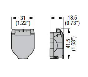 Läpinäkyvä suojakansi painikkeille mittakuva