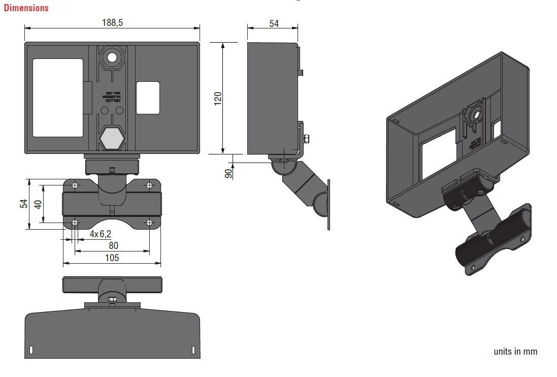 LED-monitorin kehys + RAM-jalka, mittakuva