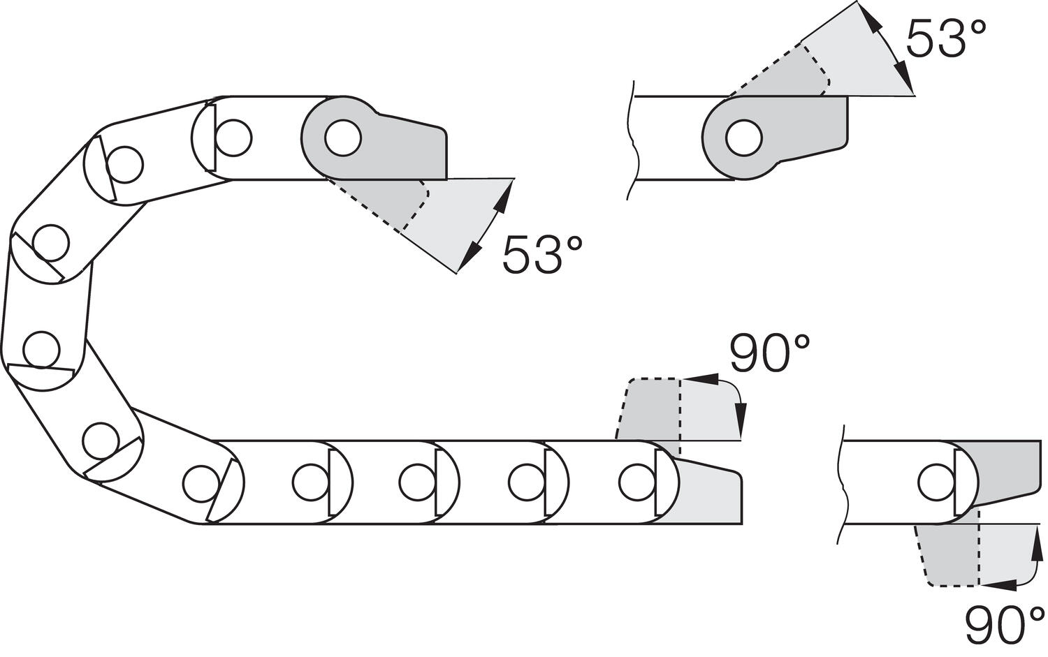 Lukkiutuva päätykiinnikesarja tekninen kuva