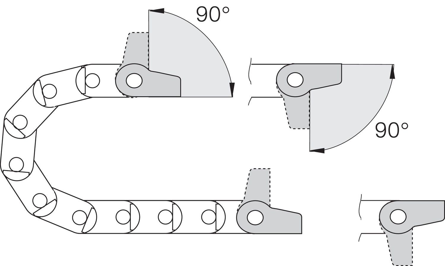 Lukkiutuva päätykiinnikesarja tekninen kuva