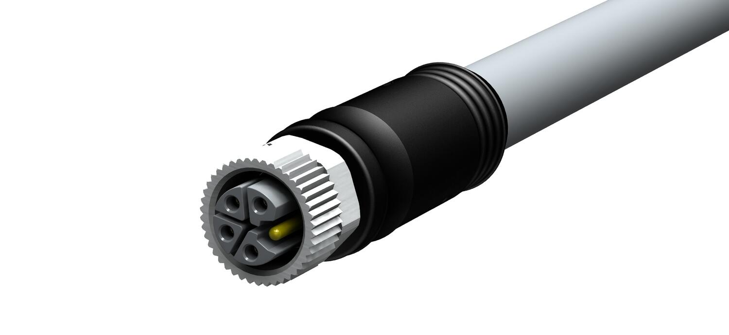 M12 liitinkaapeli naaras L-koodattu