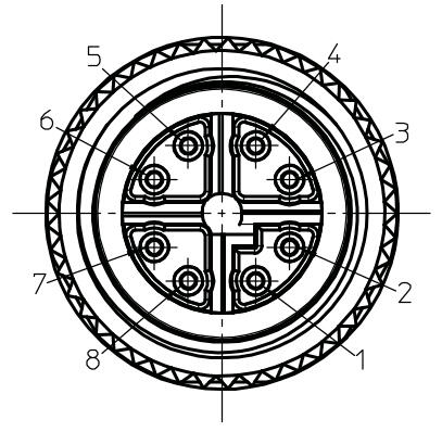 M12 X-koodatut Ethernet-liitin tekninen kuva