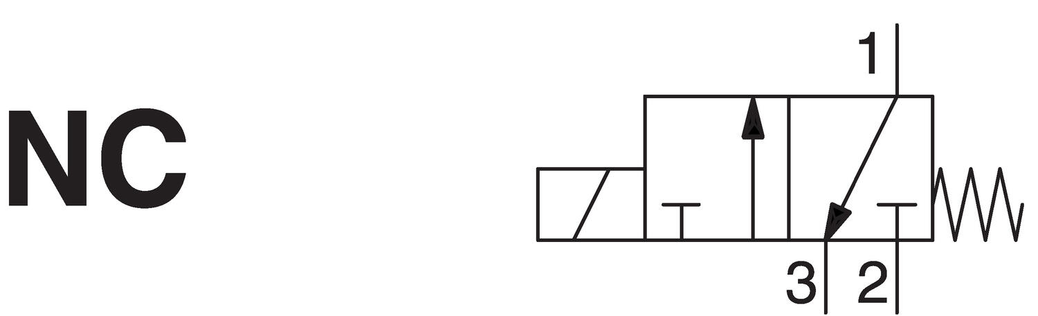 Magneettiventtiili 3/2 NC 1/4" tekninen kuva