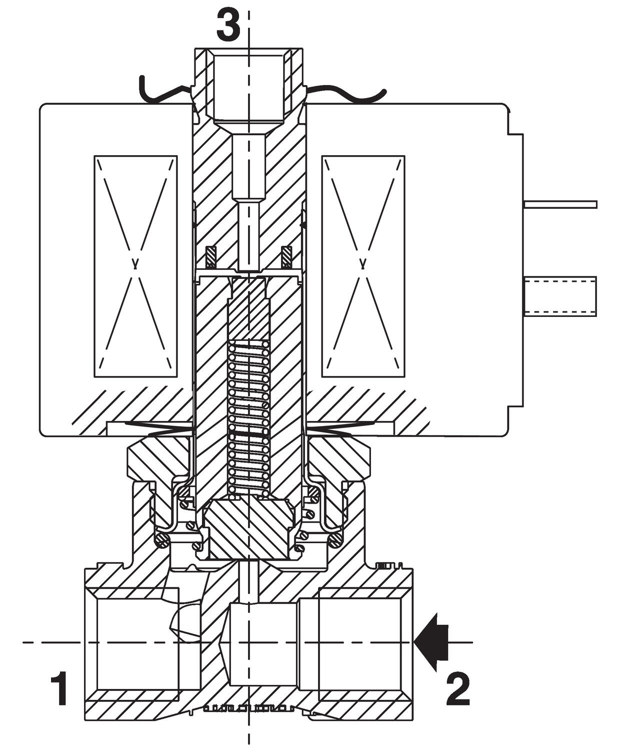 Magneettiventtiili 3/2 U 1/4" tekninen kuva