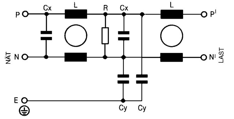Mains filter FN2060 connecting drawing 