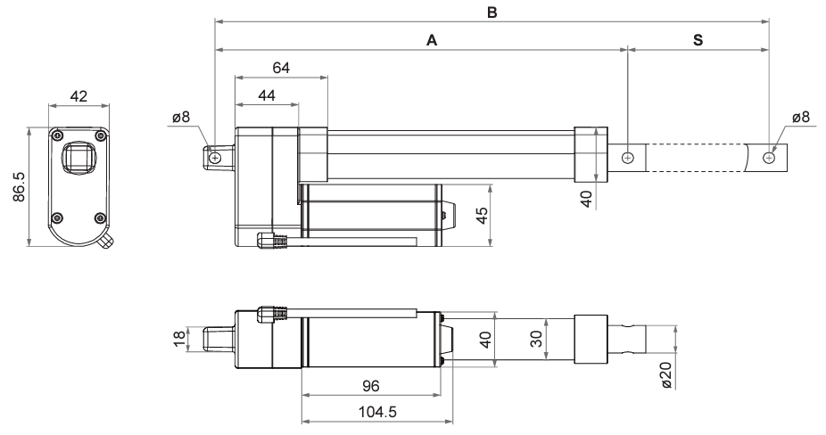 MD21-karamoottori, mittakuva