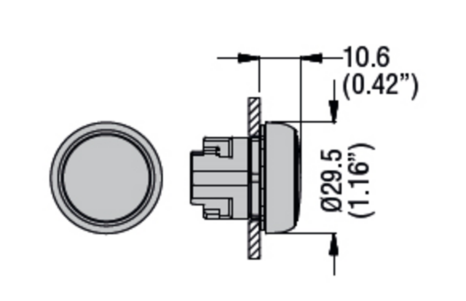 Metallinen merkkilamppu tekninen kuva