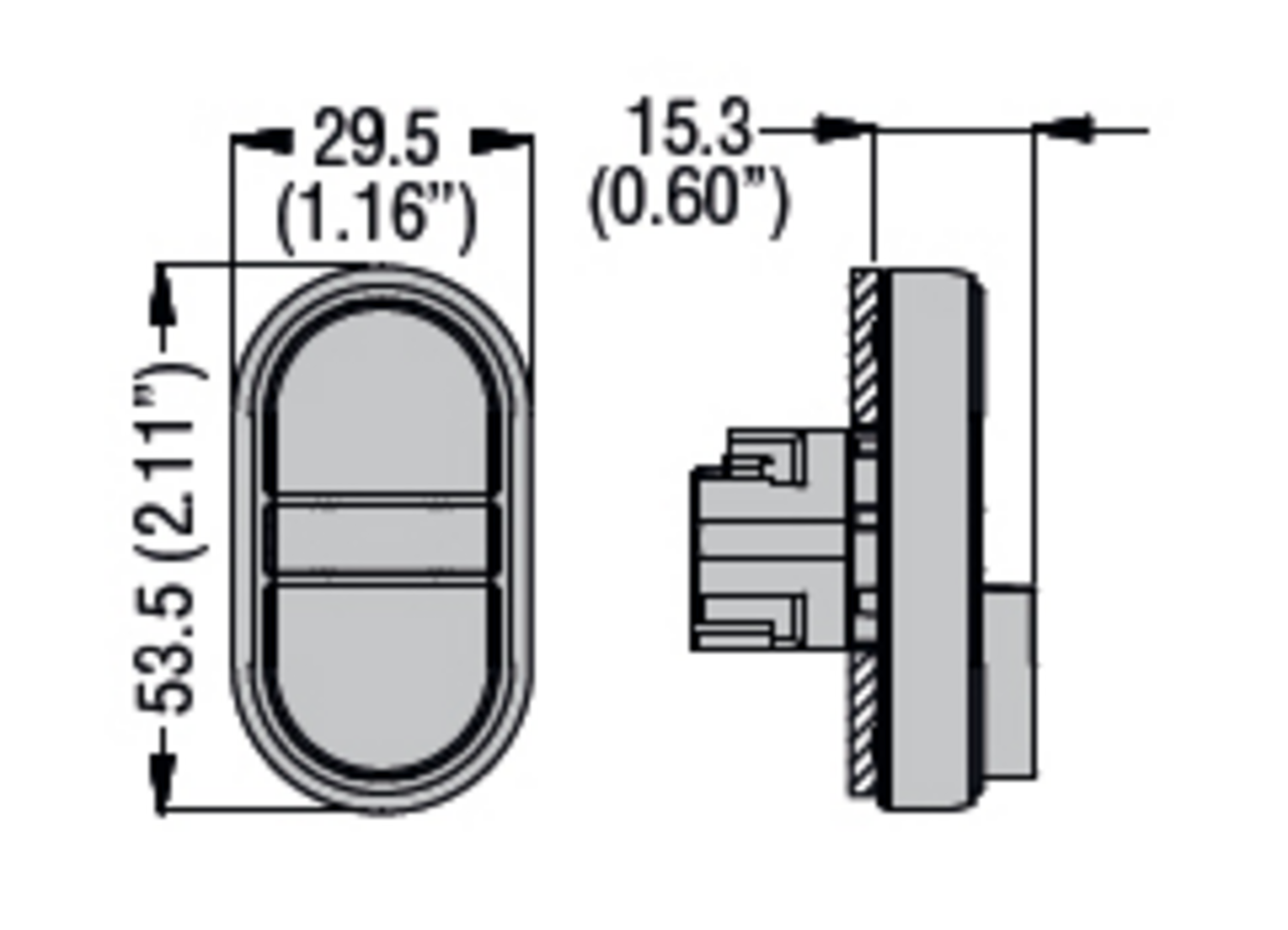 Metallinen monitoimipainike vihreä-punainen mitoilla