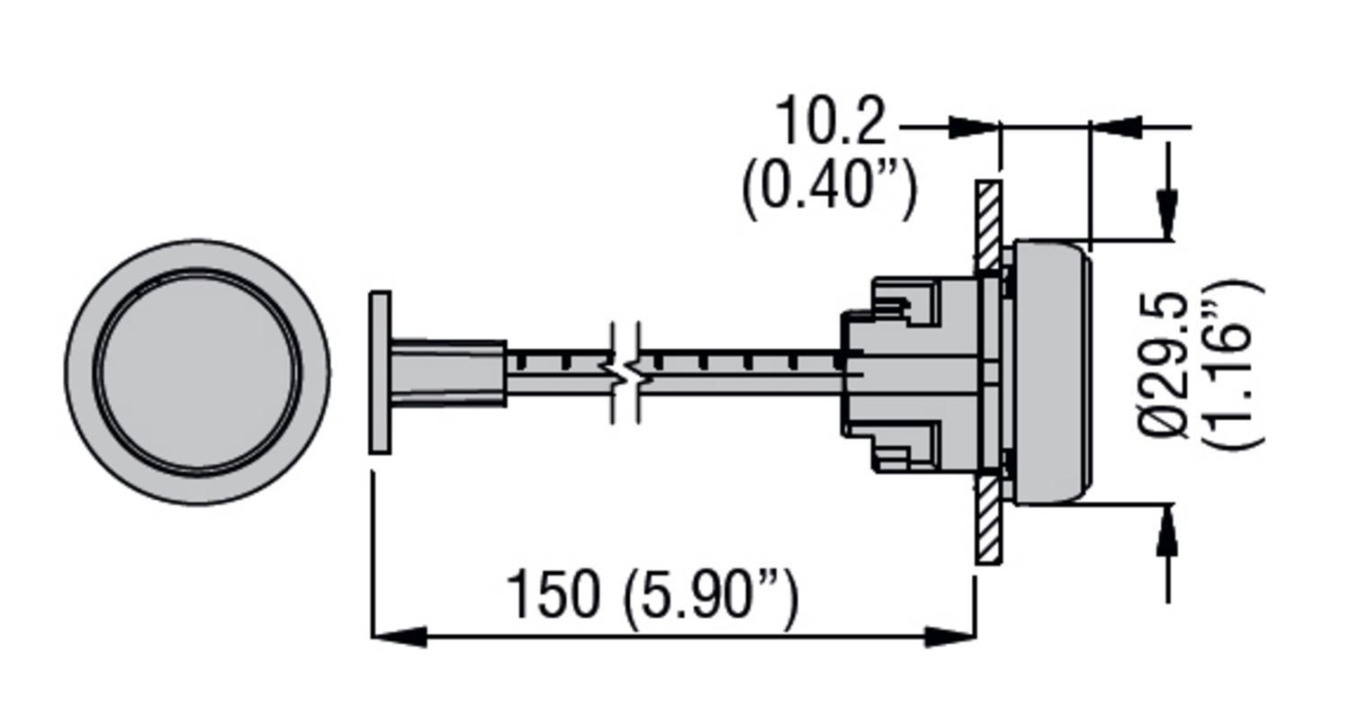 Metallinen palautuspainike mittakuva