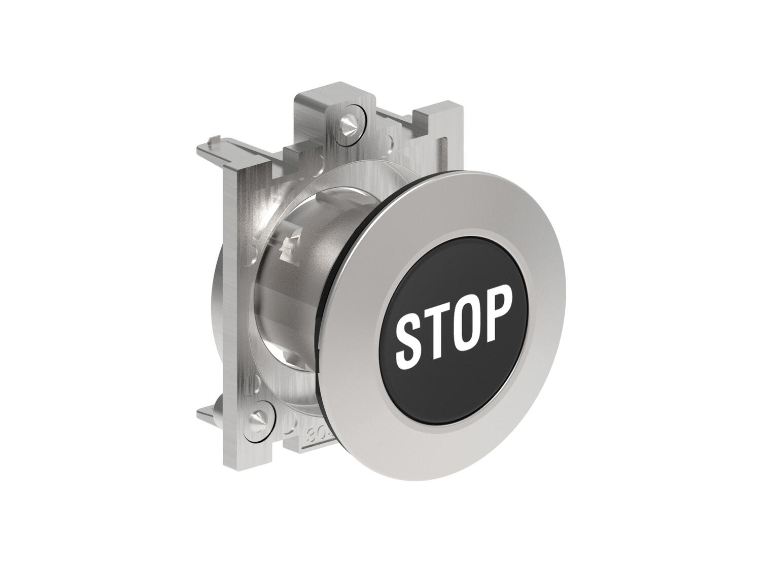 Metallinen tasopainike musta STOP