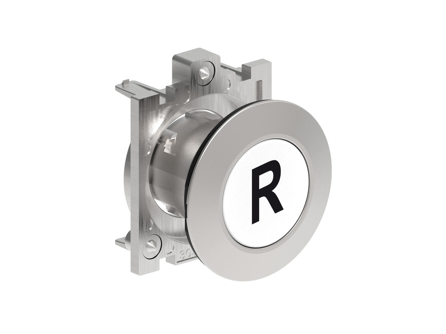 Metallinen tasopainike valkoinen R