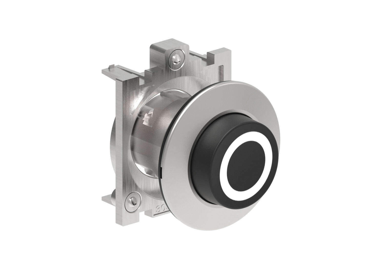 Metallinen ulkoneva painike musta O