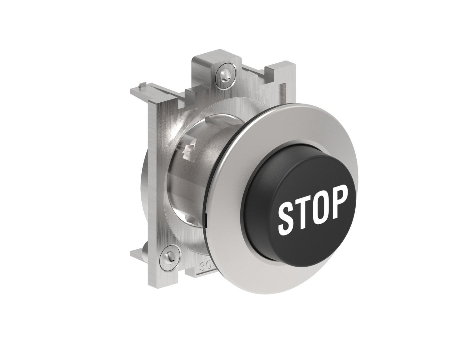 Metallinen ulkoneva painike musta STOP