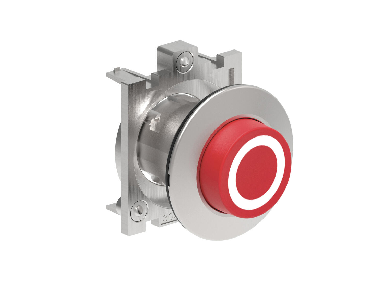 Metallinen ulkoneva painike punainen O