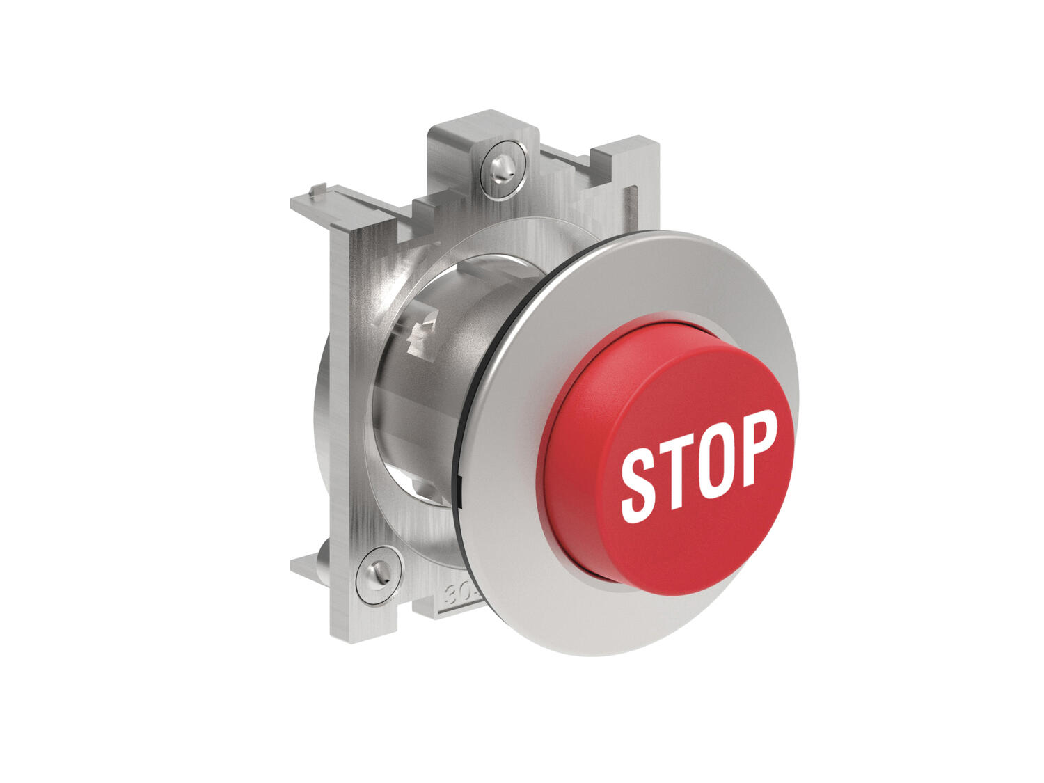 Metallinen ulkoneva painike punainen STOP