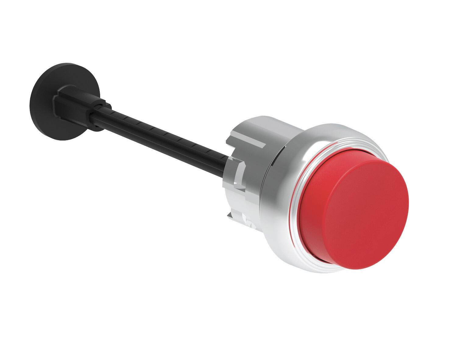 Metallinen ulkoneva palautuspainike punainen