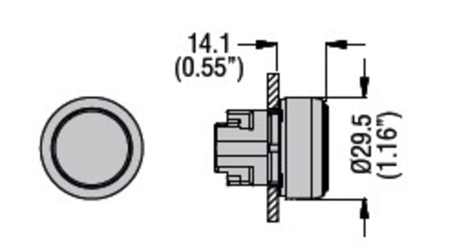 Metalliset painikkeet kauluksella, mittapiirros