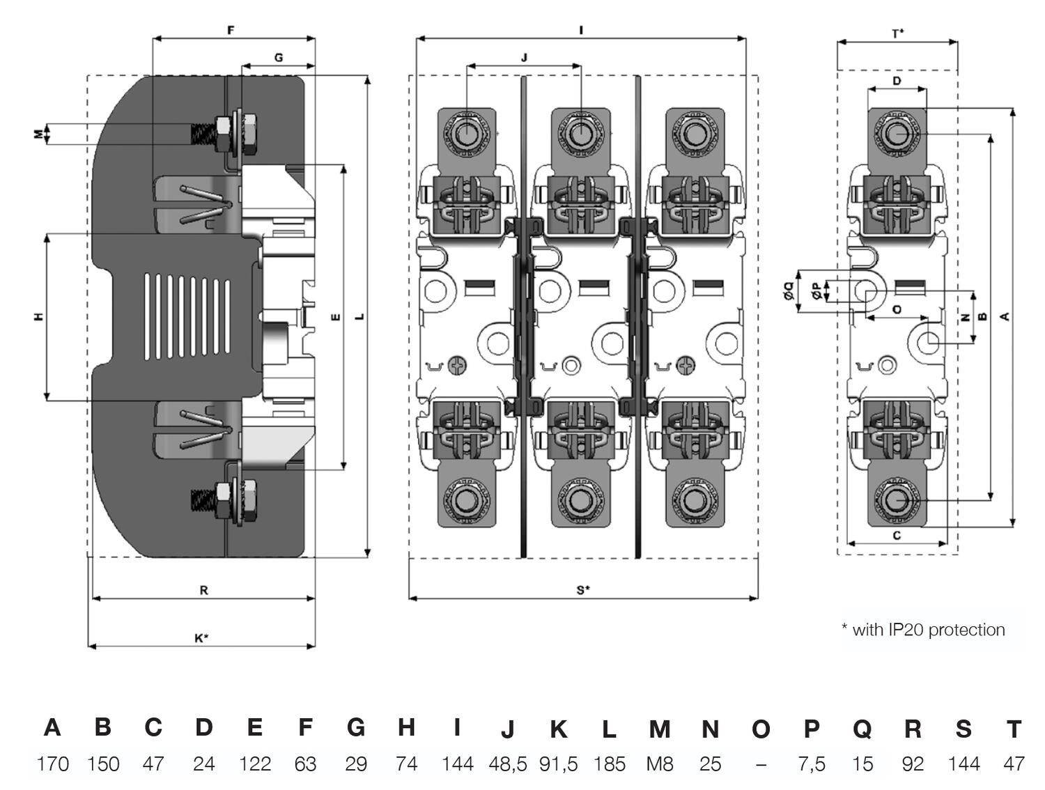 Mittakuva kahvasulakepohja NH0