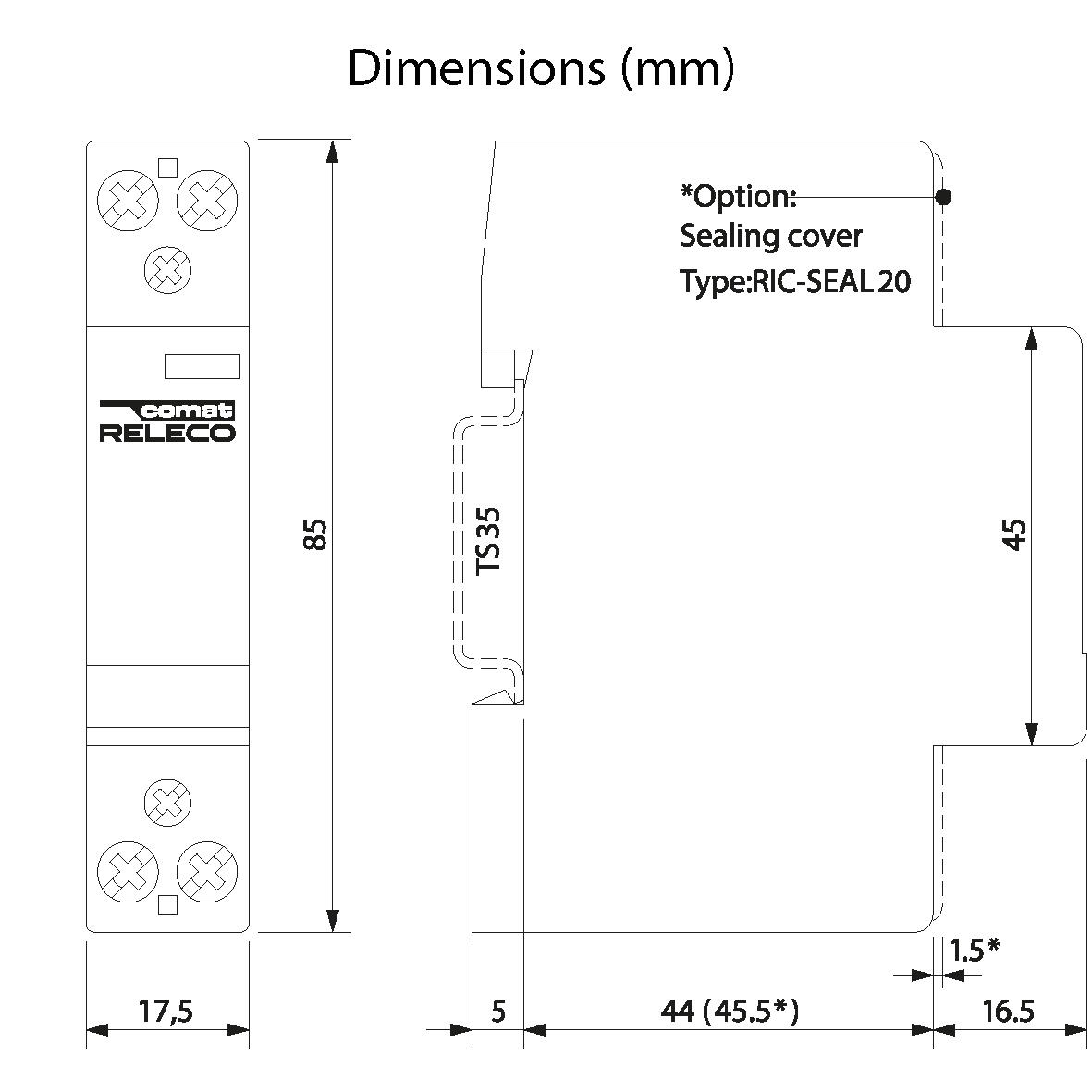 Moduulikontaktori, 20 A, 2 NC, 24 V AC/DC