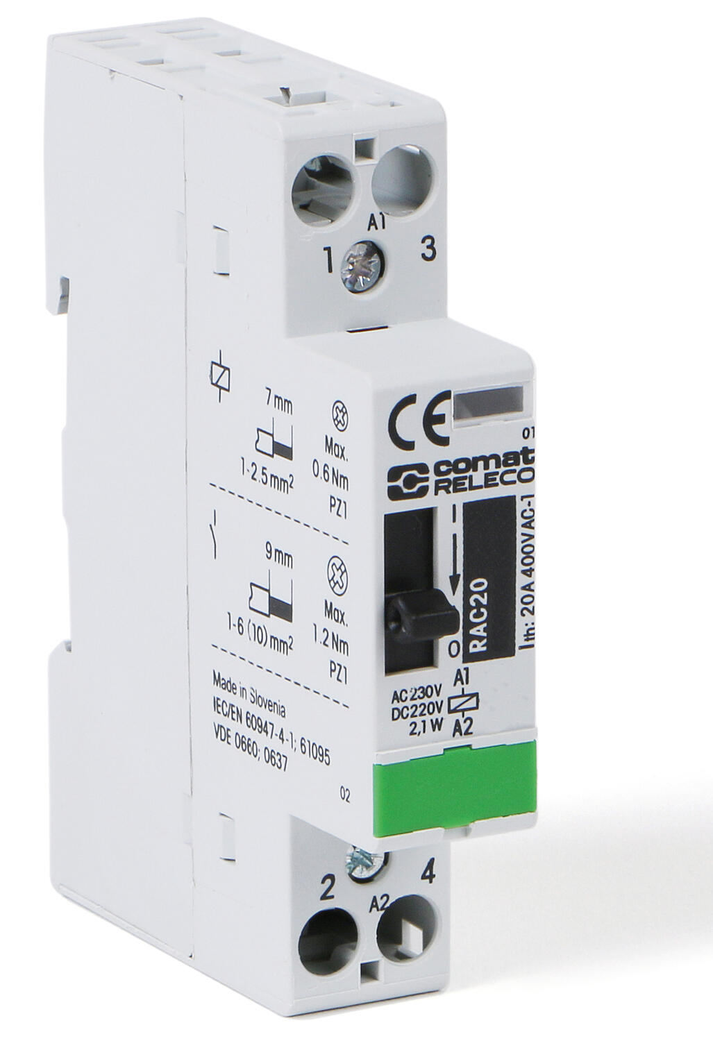 Moduulikontaktori RAC, 25A/4NO/H0A/230V