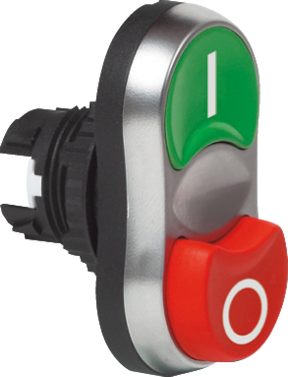 Monitoimipainike vihreä-punainen ulkoneva "I-O"