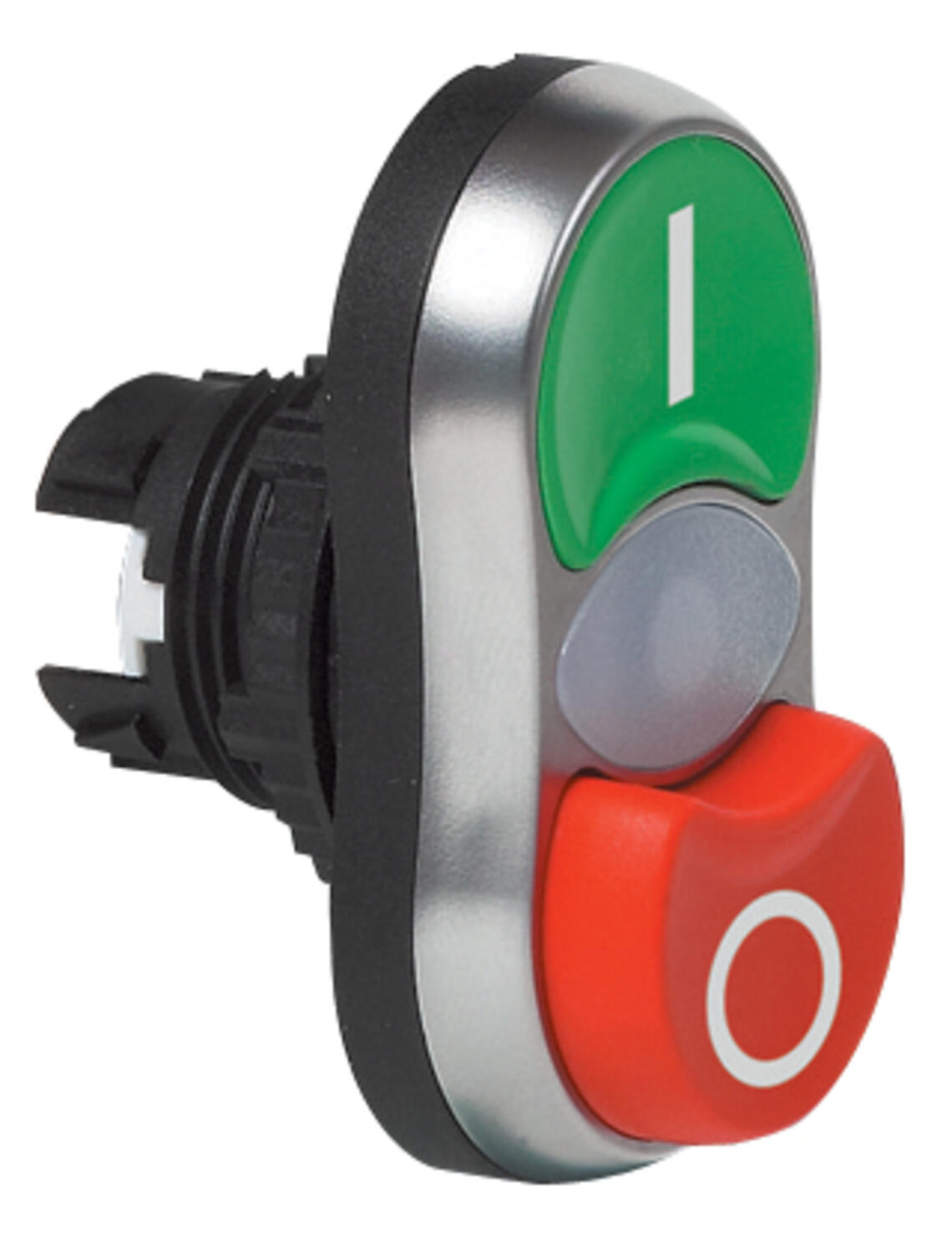 Monitoimipainike vihreä-punainen ulkoneva "I-O" valo