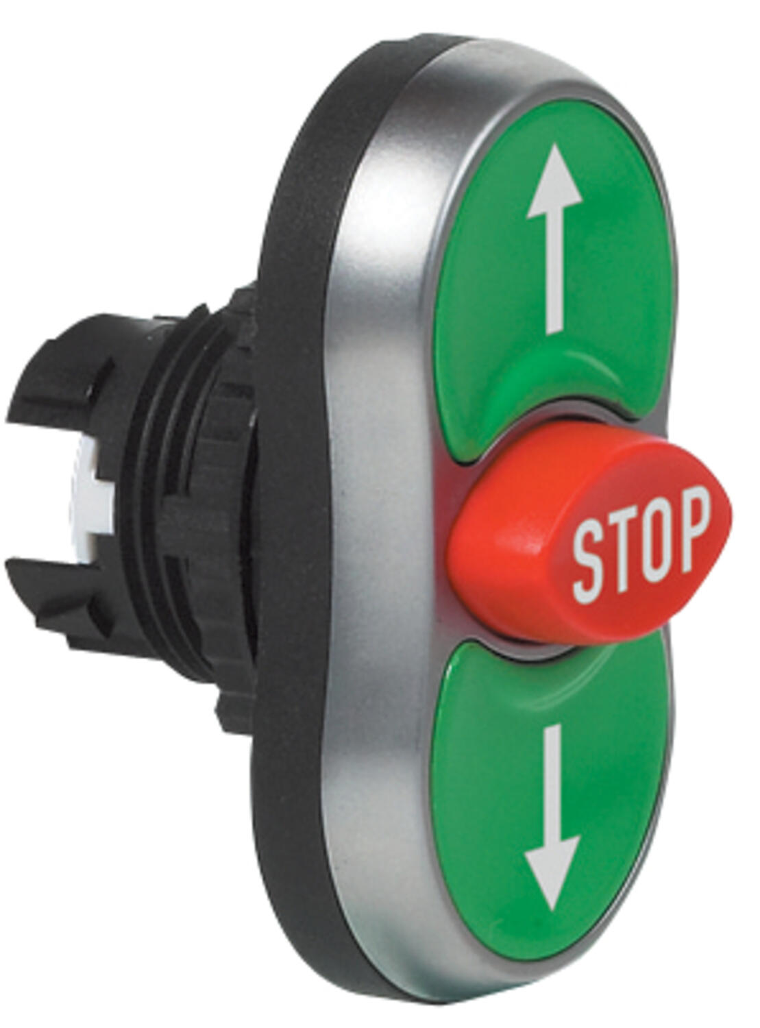 Monitoimipainike vihreä-punainen-vihreä "YLÖS-STOP-ALAS"