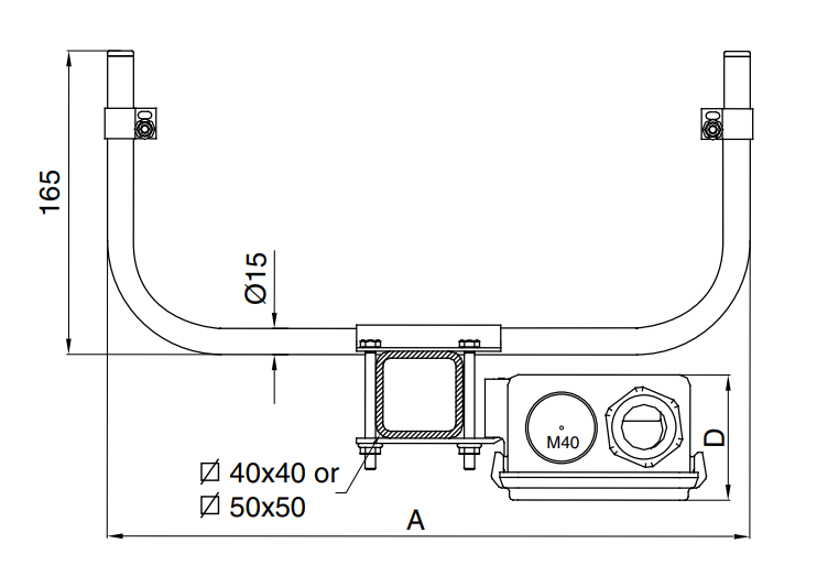Mukaanottokaaren mittakuva