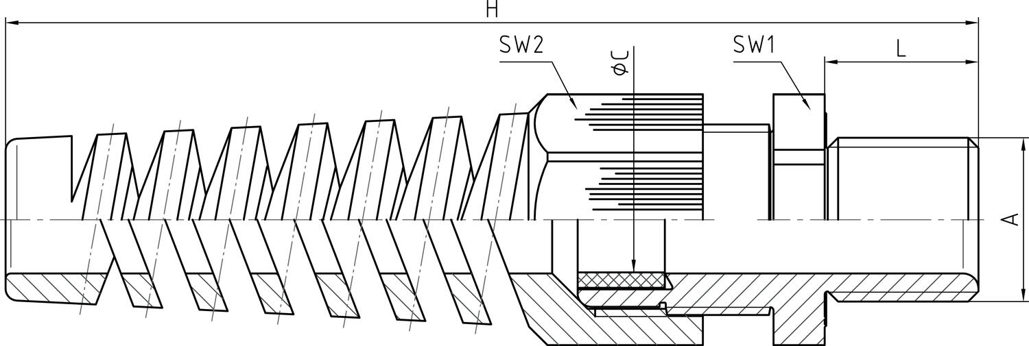 Muoviset holkkitiivisteet taivutussuojalla, metrinen kierre tekninen kuva