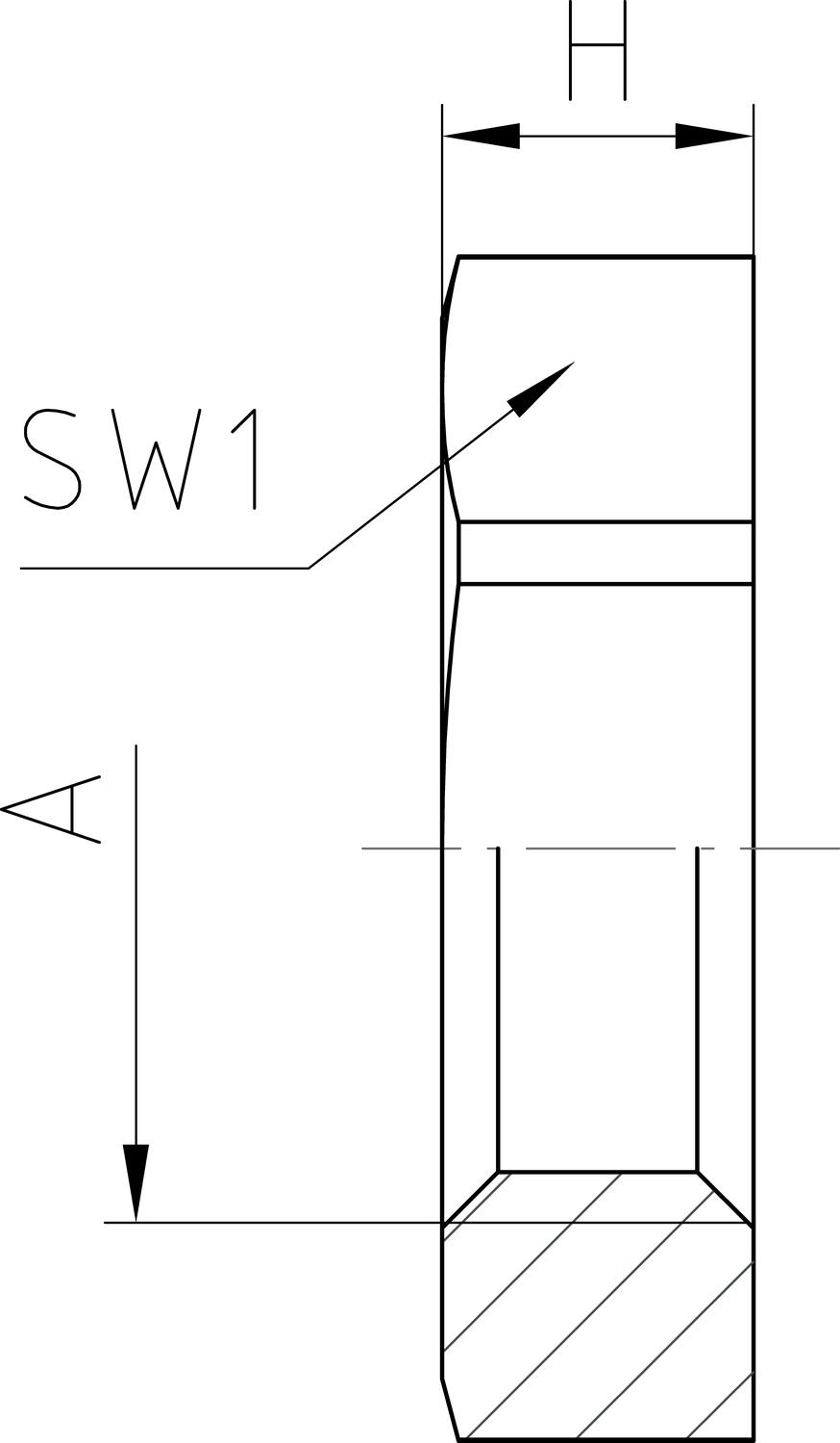Muoviset vastamutterit, metrinen kierre tekninen kuva