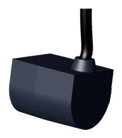 Päätykappale, 21 mm, ulostulo kiskon puolelta