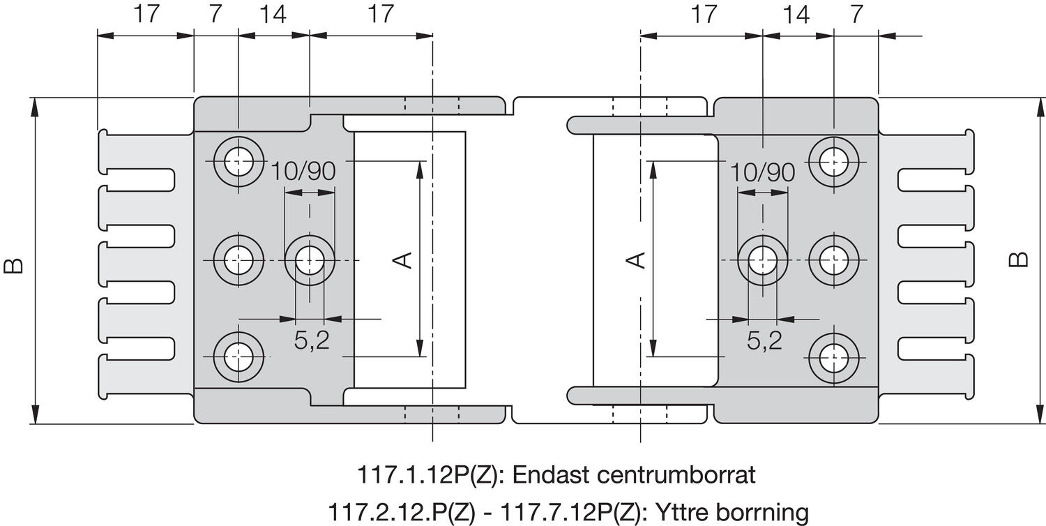 Päätykiinnikesarja tekninen kuva