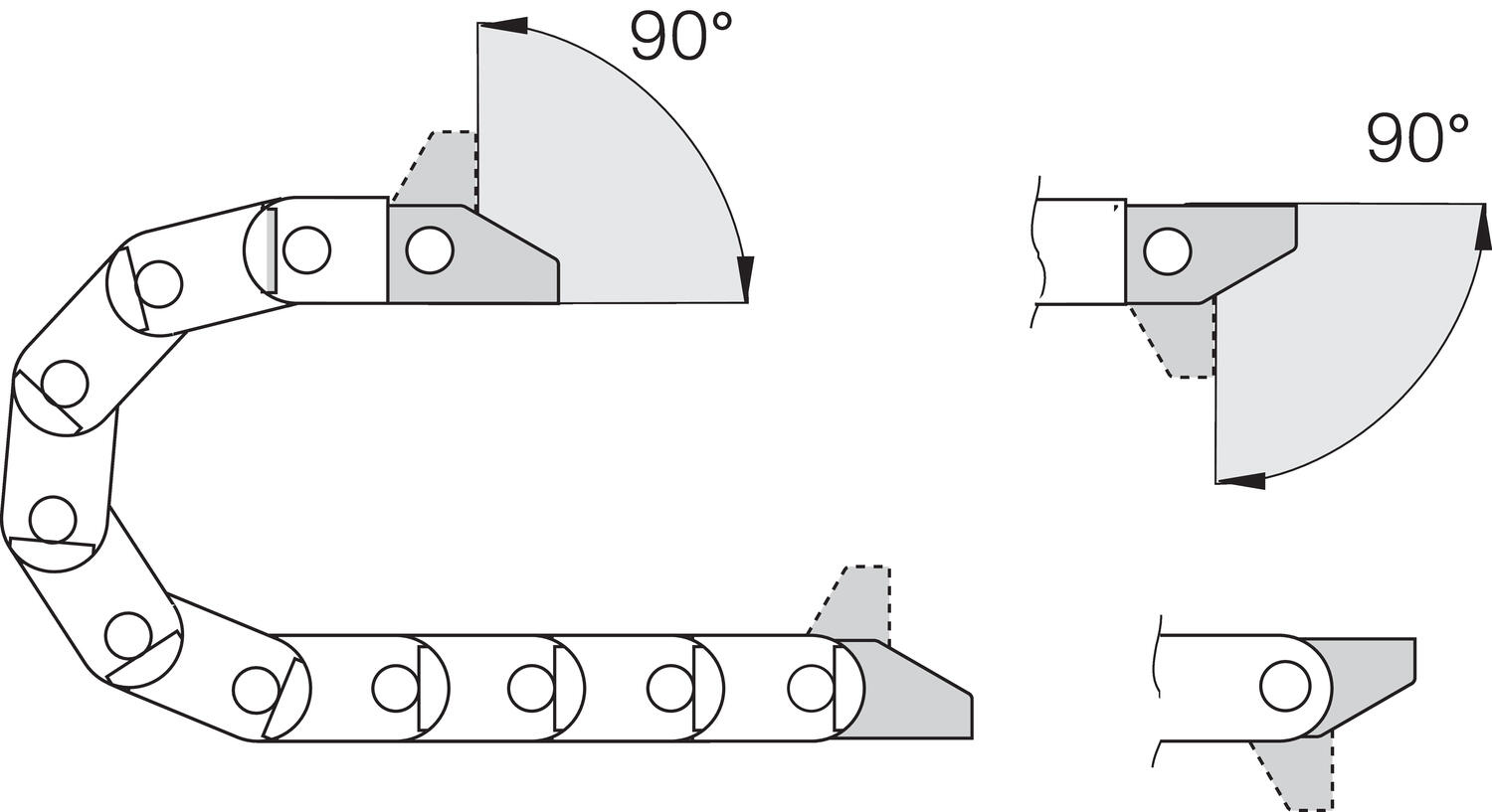 Päätykiinnikesarja vedonpoistokammalla