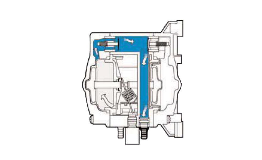 Paineilmakäyttöinen kalvopumppu piirros