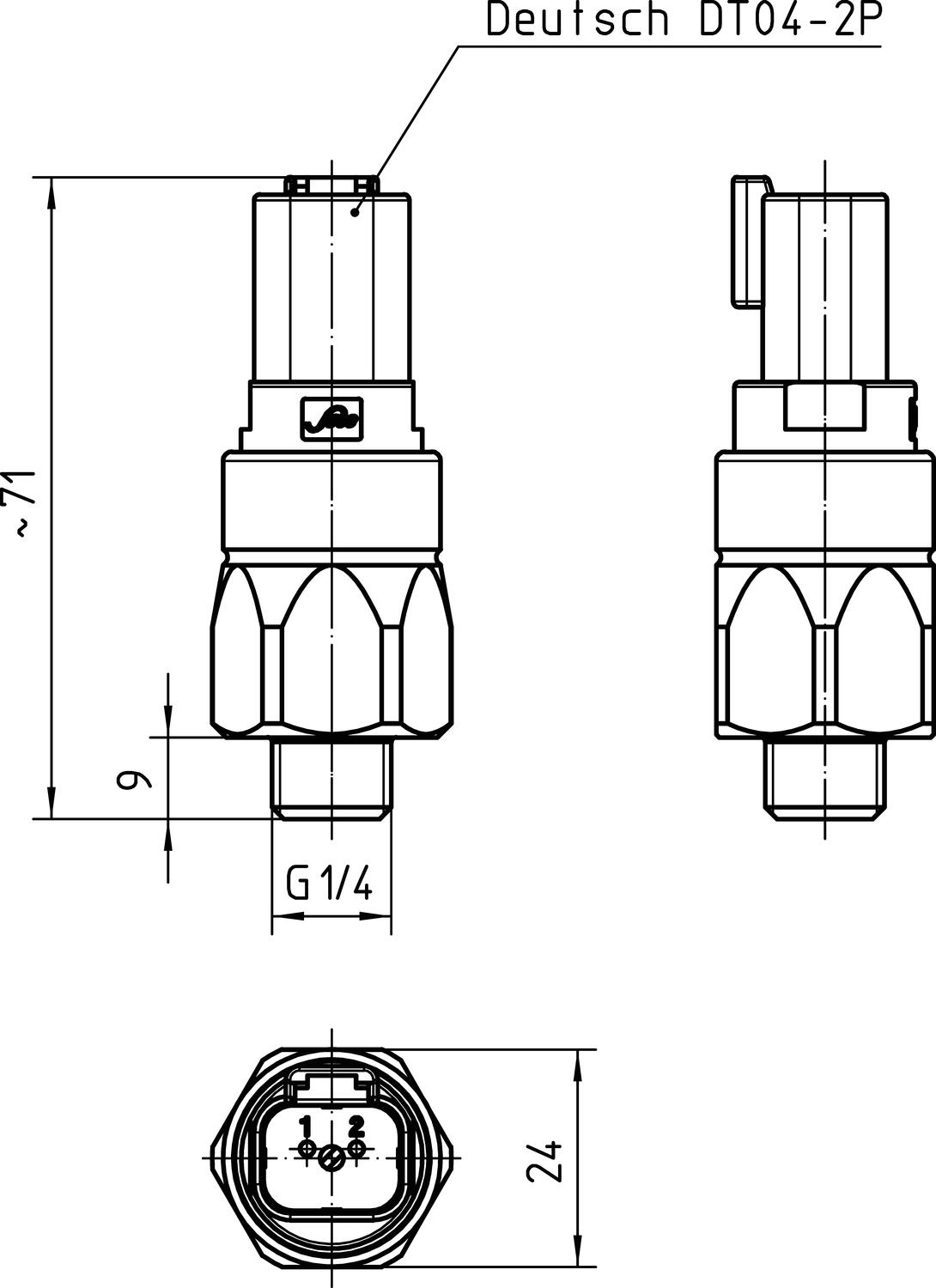 Painekytkin PLUS mitat