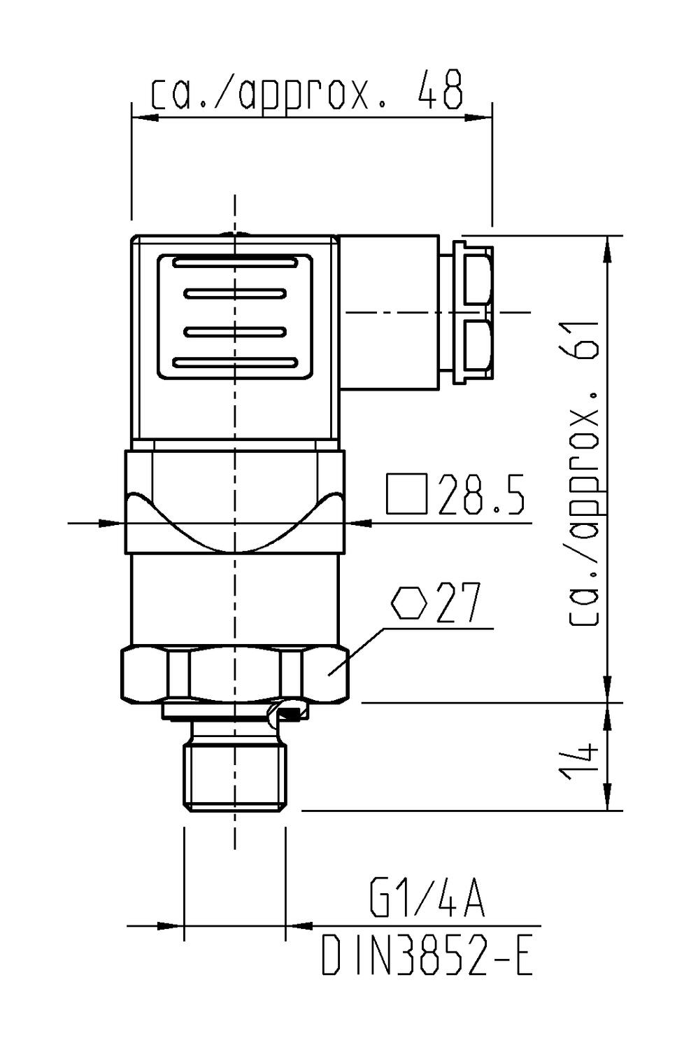 Painelähetin P3297, mitat