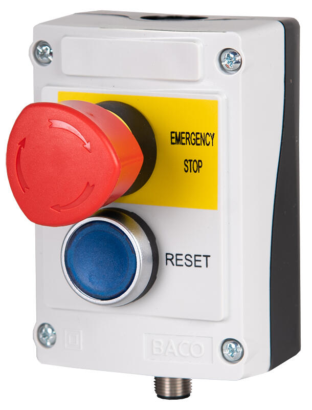 Painikekotelo ES(2NC)+RESET(NO+LED) + M12