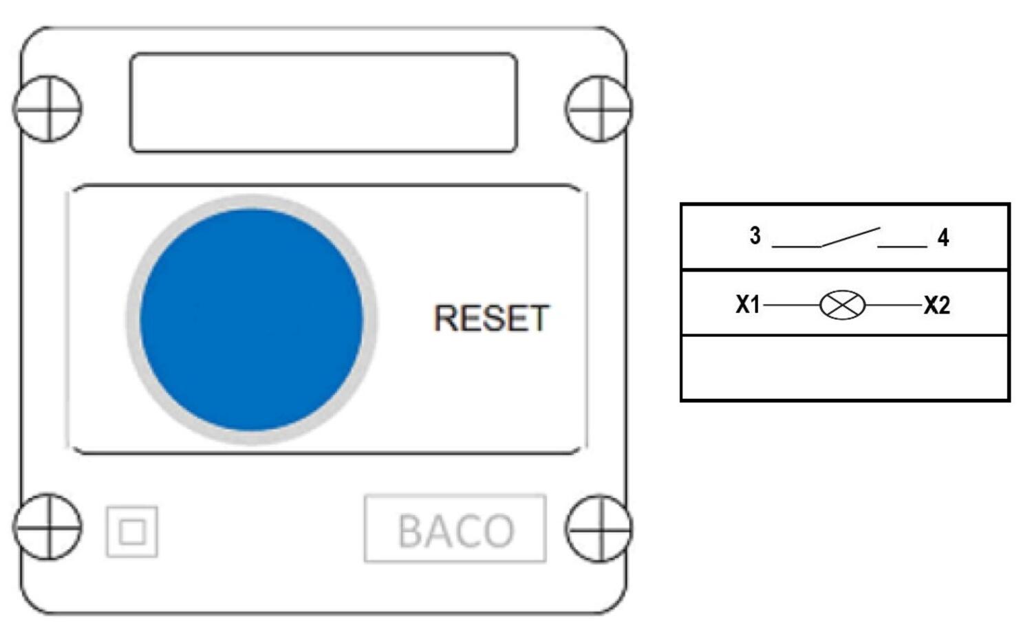 Painikekotelo M12 tekninen kuva
