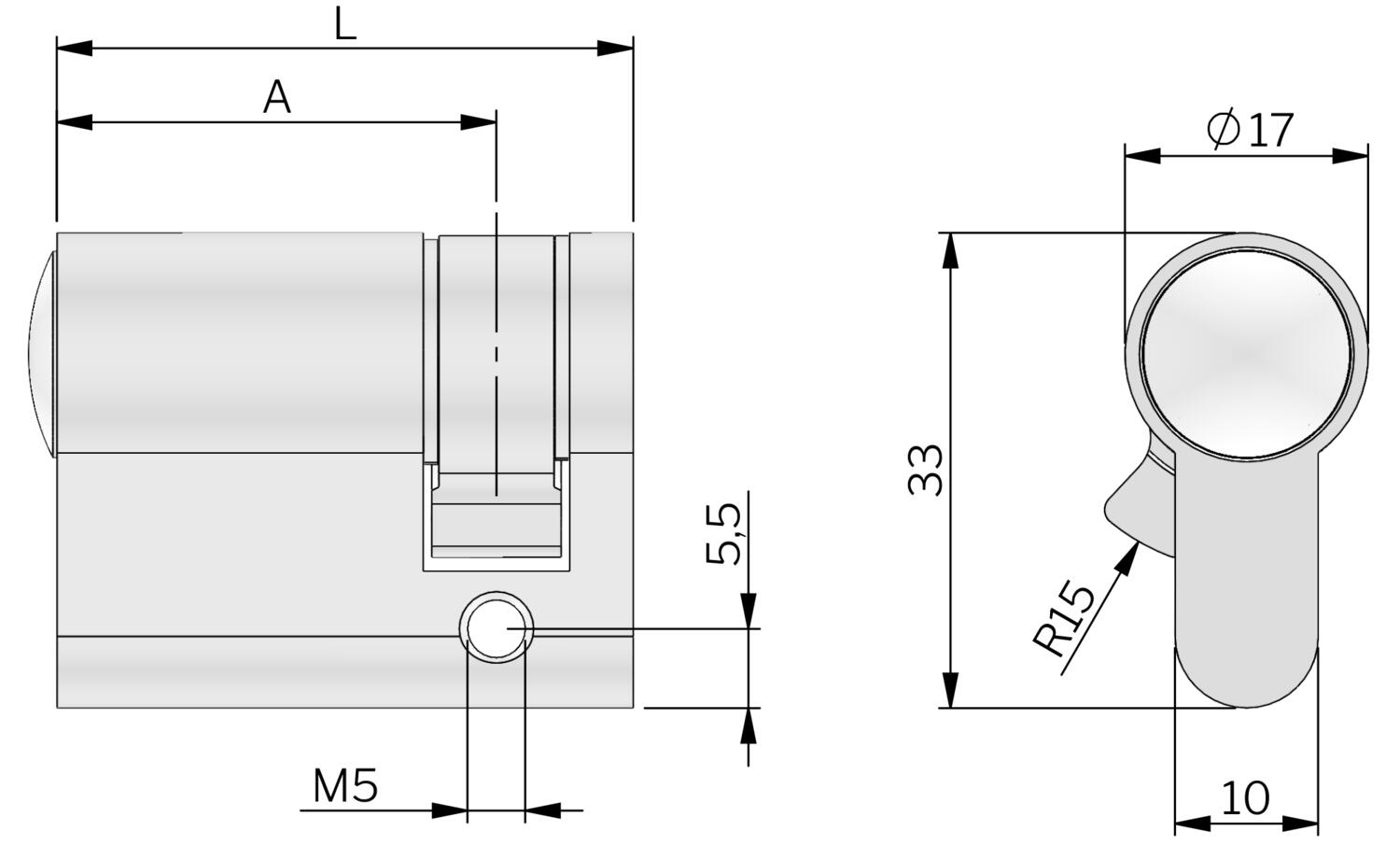 Profiilisylinteri Vision-kahvoille